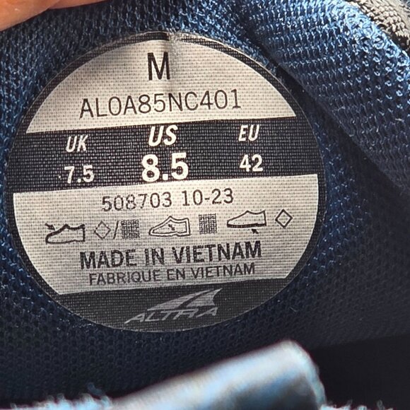 Altra Lone Peak 8 Mens Size 8.5 Blue Trail Running Shoes Camping Hiking Outdoors - Picture 5 of 14